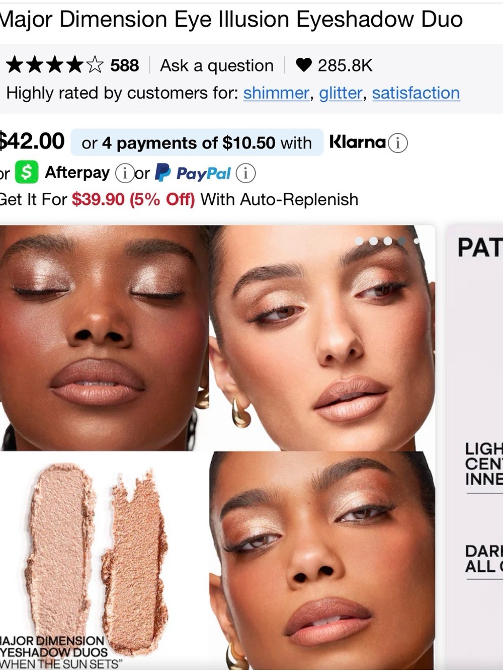Patrick Ta When The Sun Sets Shimmery Peach and Champagne Eyeshadow Duo - Picture 6 of 9